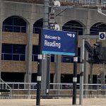 Welcome to Reading sign at Reading railway station