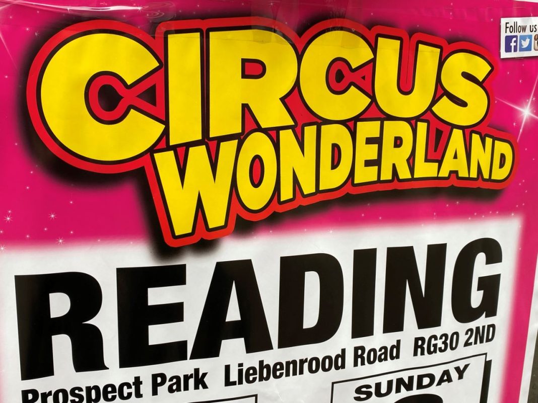 An excerpt of a picture advertising Circus Wonderland's visit to Reading