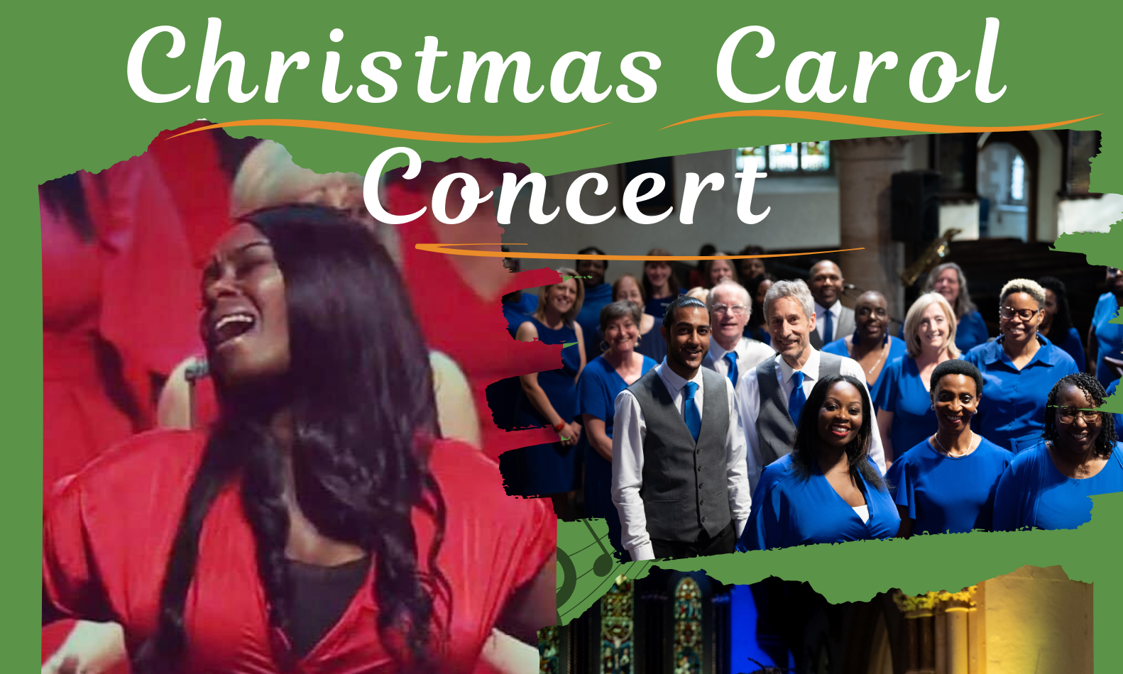 Part of the poster advertising the Christmas Carol Concert to be given by Reading Community Gospel Choir