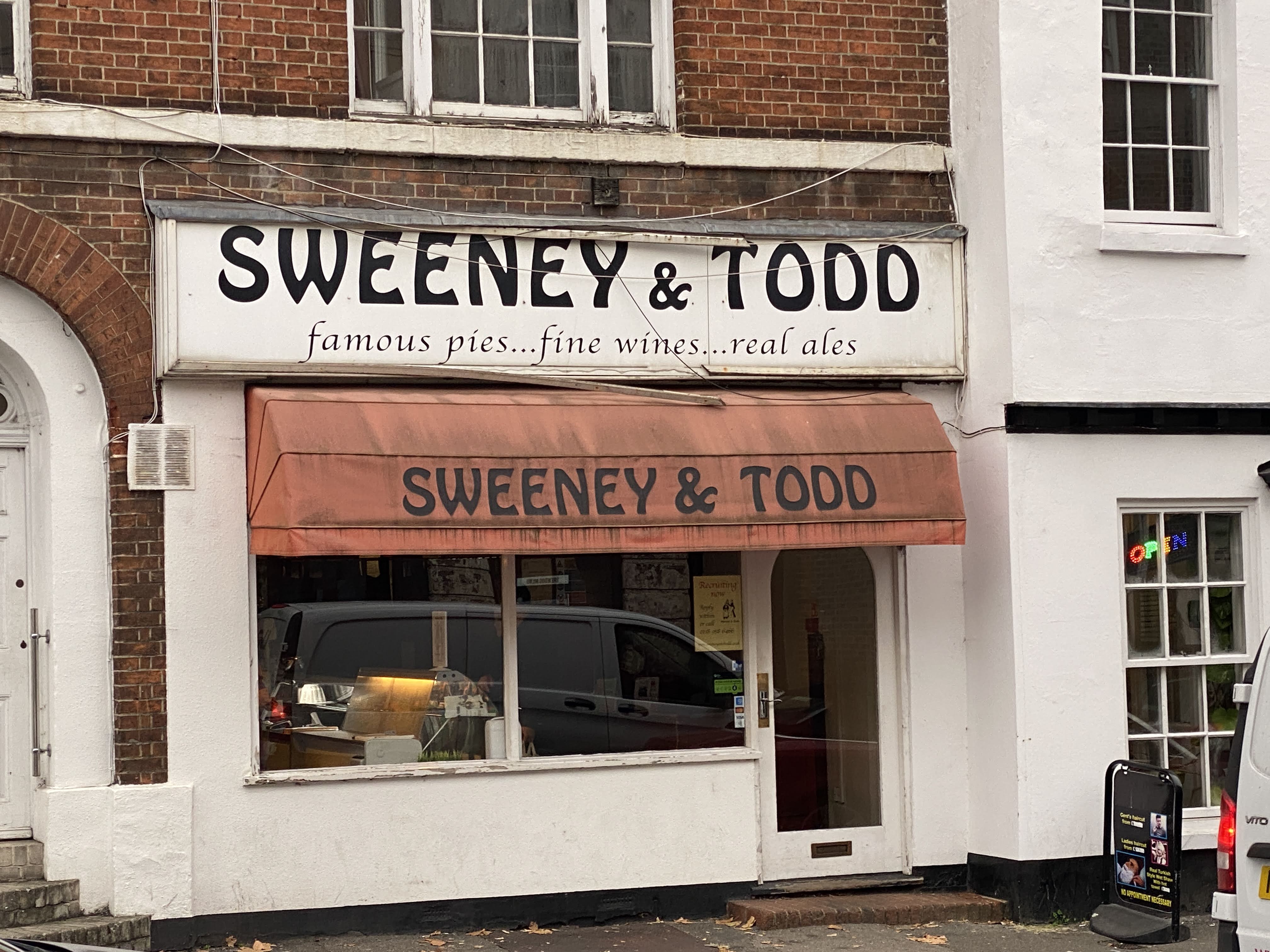 The exterior of Reading pie shop Sweeney & Todd