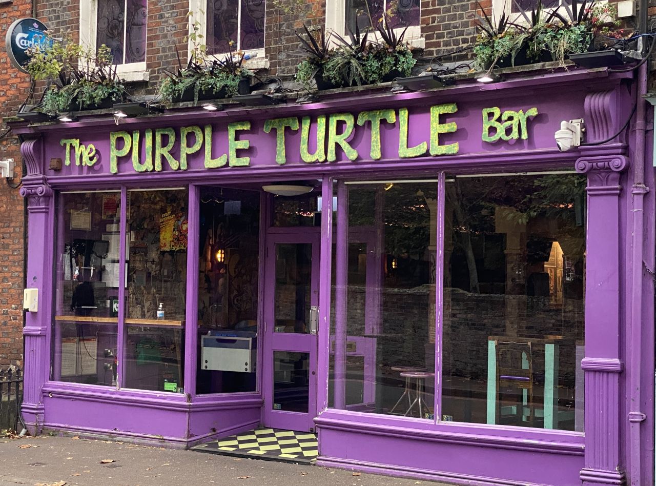 The entrance to The Purple Turtle