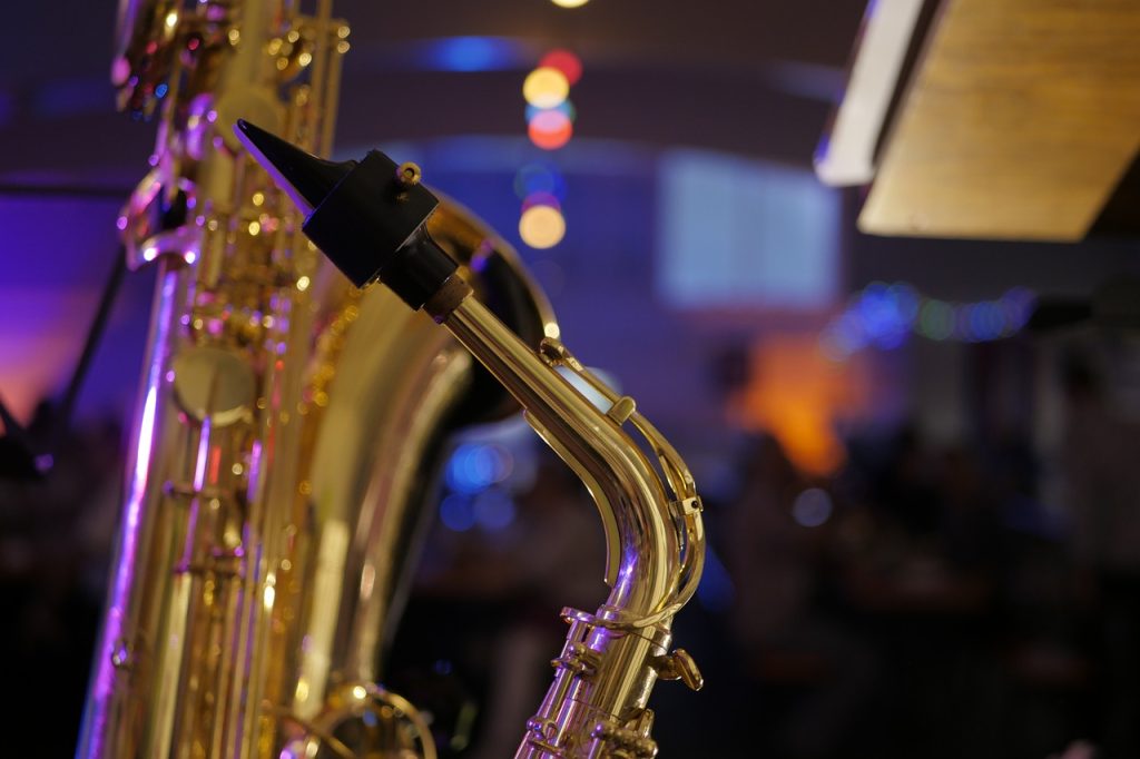 A close-up of a saxophone