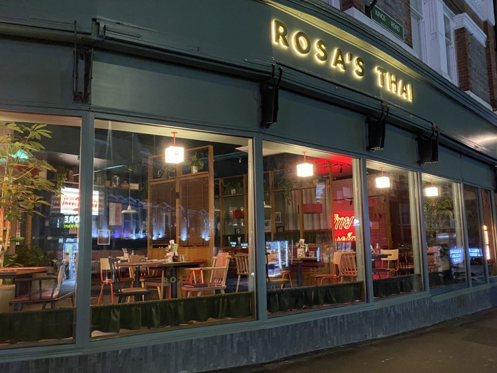 The Rosa's Thai restaurant with a large window