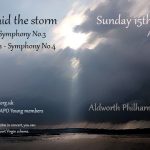 The Aldworth Philharmonic Orchestra information flyer for their June concert detailing the names of the pieces being performed, the venue and the ticket costs. The image is the sun breaking through the clouds