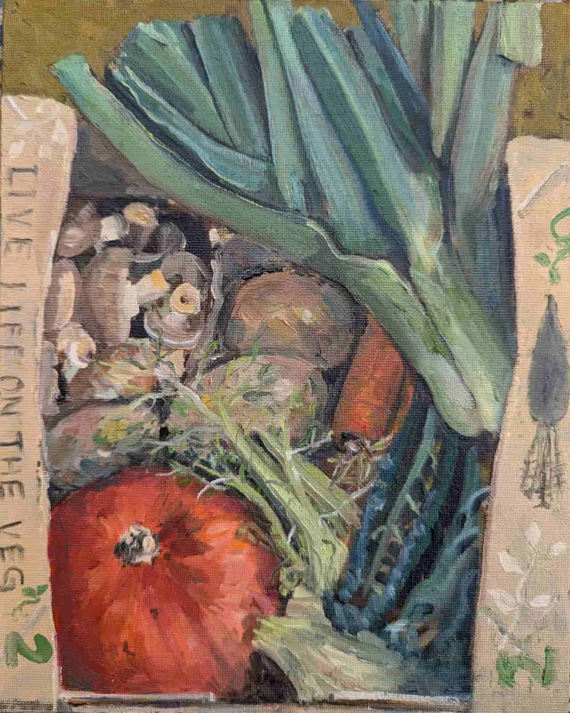 The veg box, a still life by Shelagh Casebourne