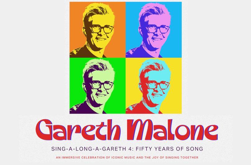 Gareth Malone is bringing his singalong tour to Reading's Hexagon Theatre. The tour logo features four pop-art style images of Gareth Malone