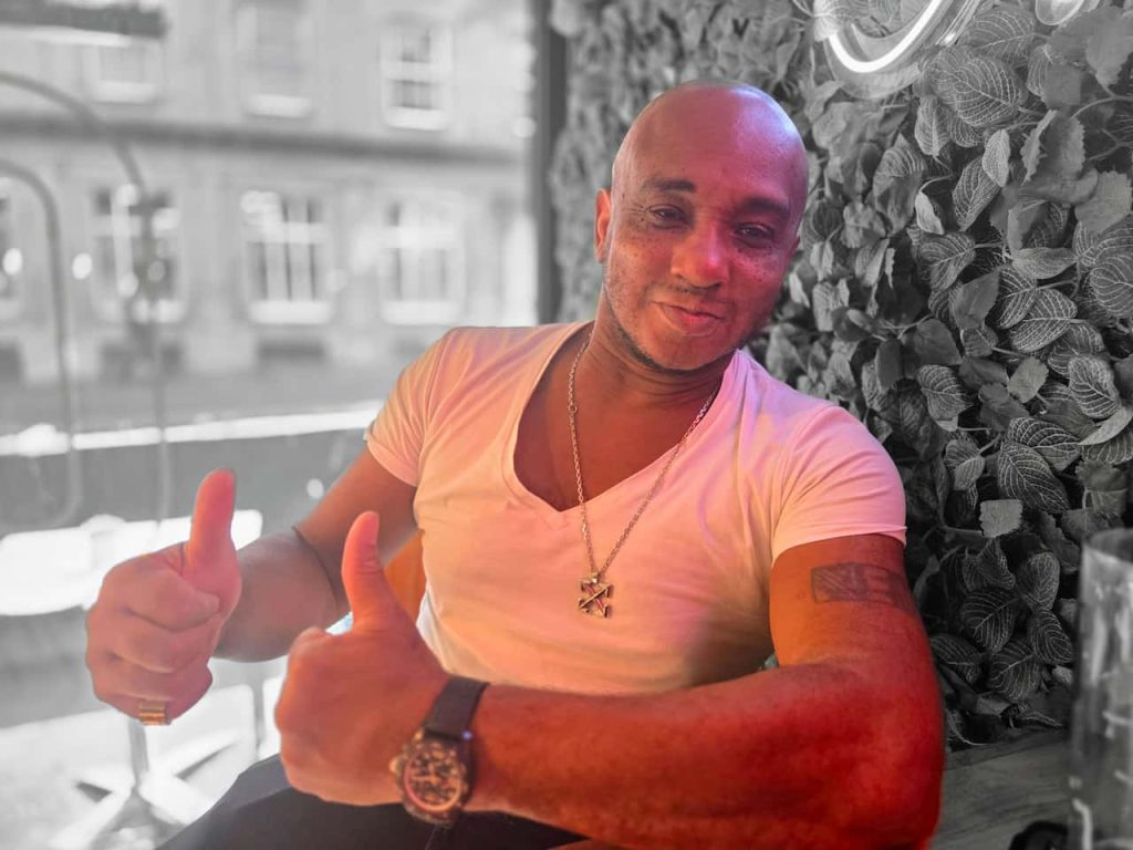 Reading Bastille Day organiser Vincent Valere giving a thumbs up