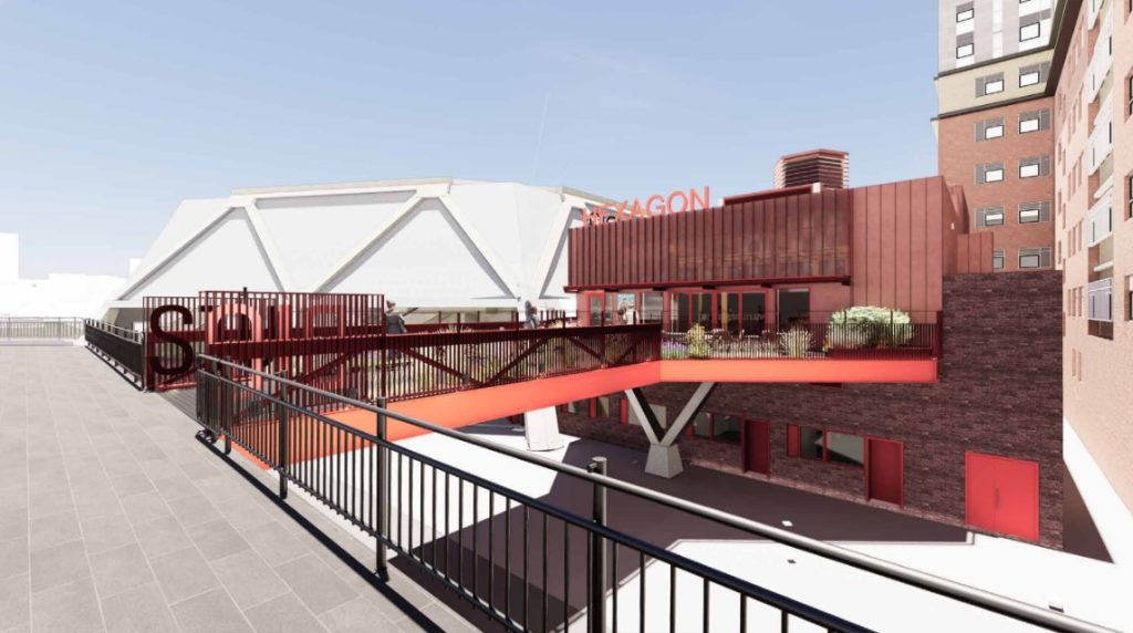 A side view of the proposed new bridge entrance to The Hexagon