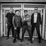 The Drowns band. The photo is in black and white