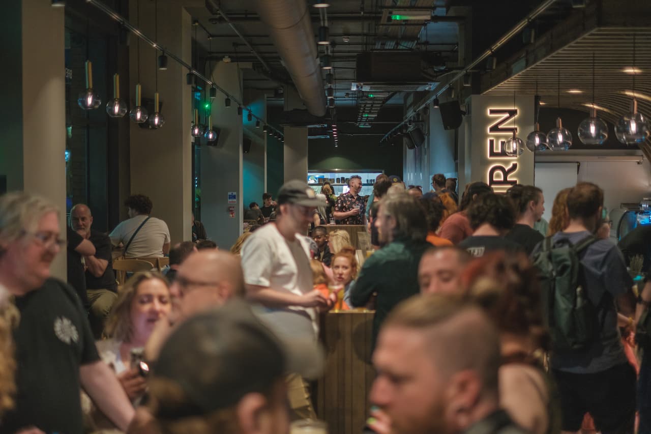 Siren Craft Brew's RG1 bar packed with people. The venue will host the Reading Pride after party