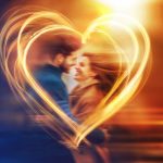 Promotional art for The Last Five Years. It features two people in a romantic embrace in a heart