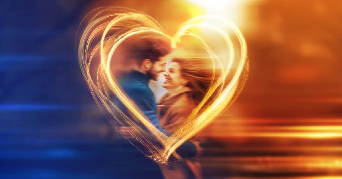Promotional art for The Last Five Years. It features two people in a romantic embrace in a heart