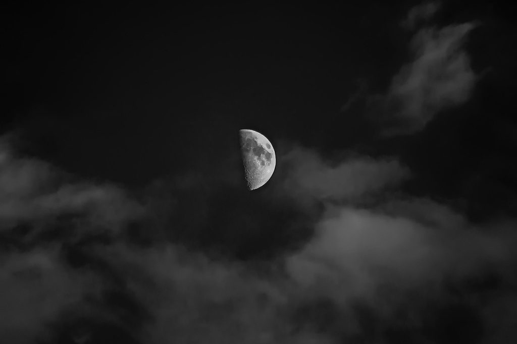 A moon with clouds