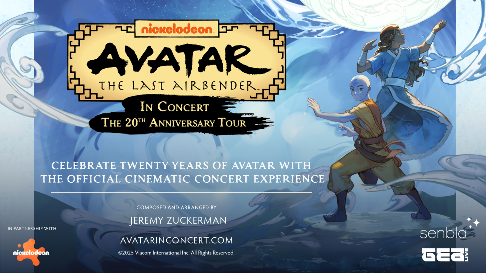 Promotional poster for Avatar: The Last Airbender live orchestra tour dates for 2026