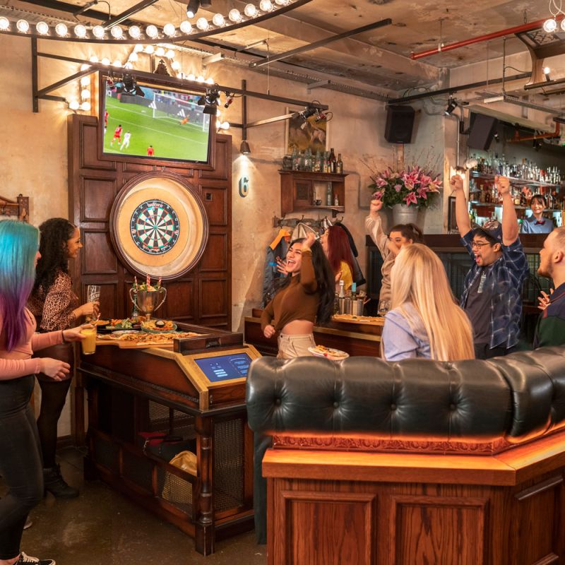 A typical Flight Club oche area