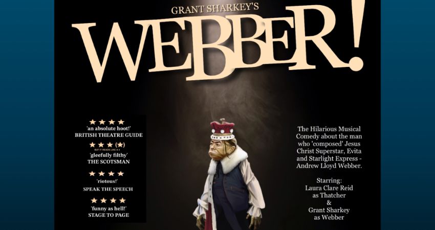 A poster for Webber! A musical about the life and times of the famous musical composer