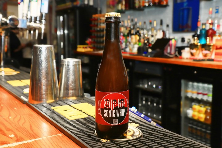 Sonic Whip brought their own beer, pictured on the counter of The Purple Turtle